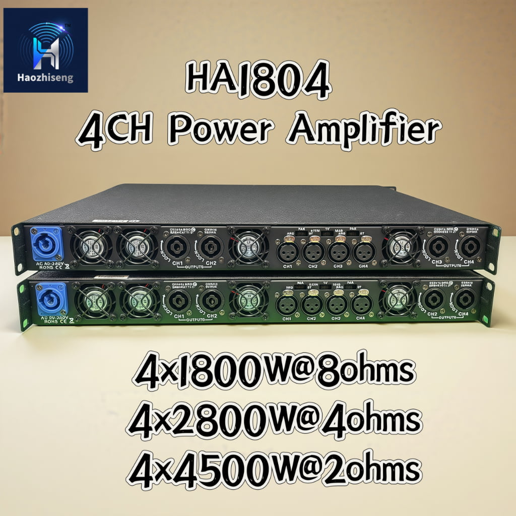 H1804 18000W 4 Channel 1U Class D Stereo Audio Power Amplifier