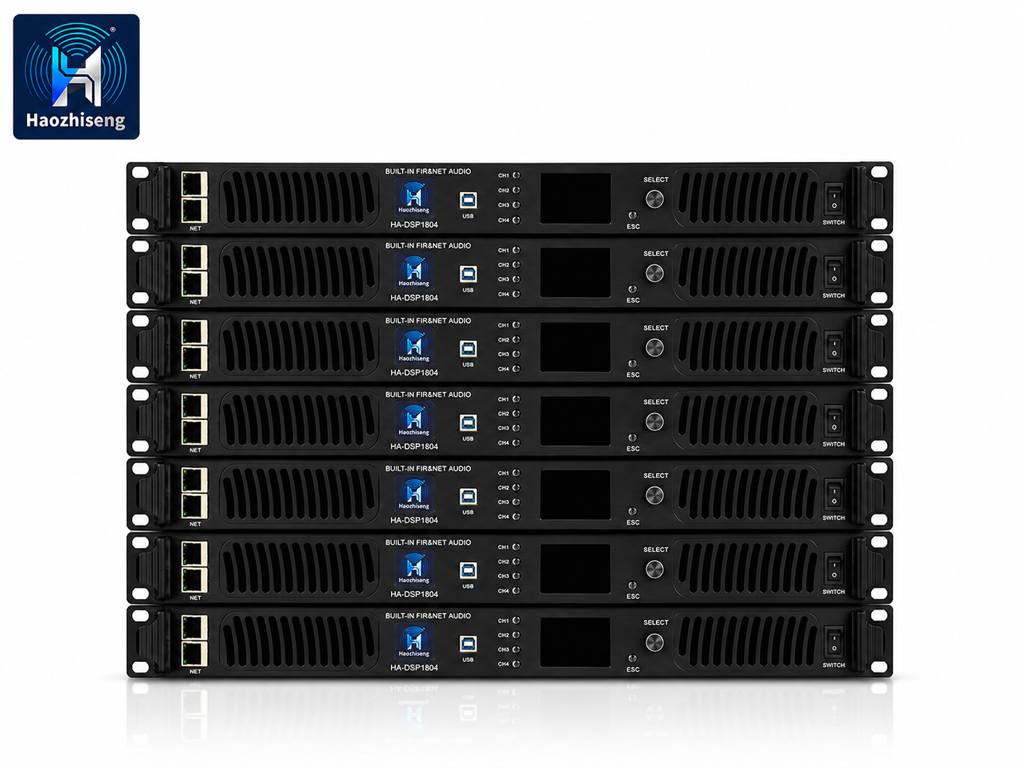 HA-DSP1804 18000W 4-Channel 1U Class D Power Amplifier with FIR DSP and Network Audio