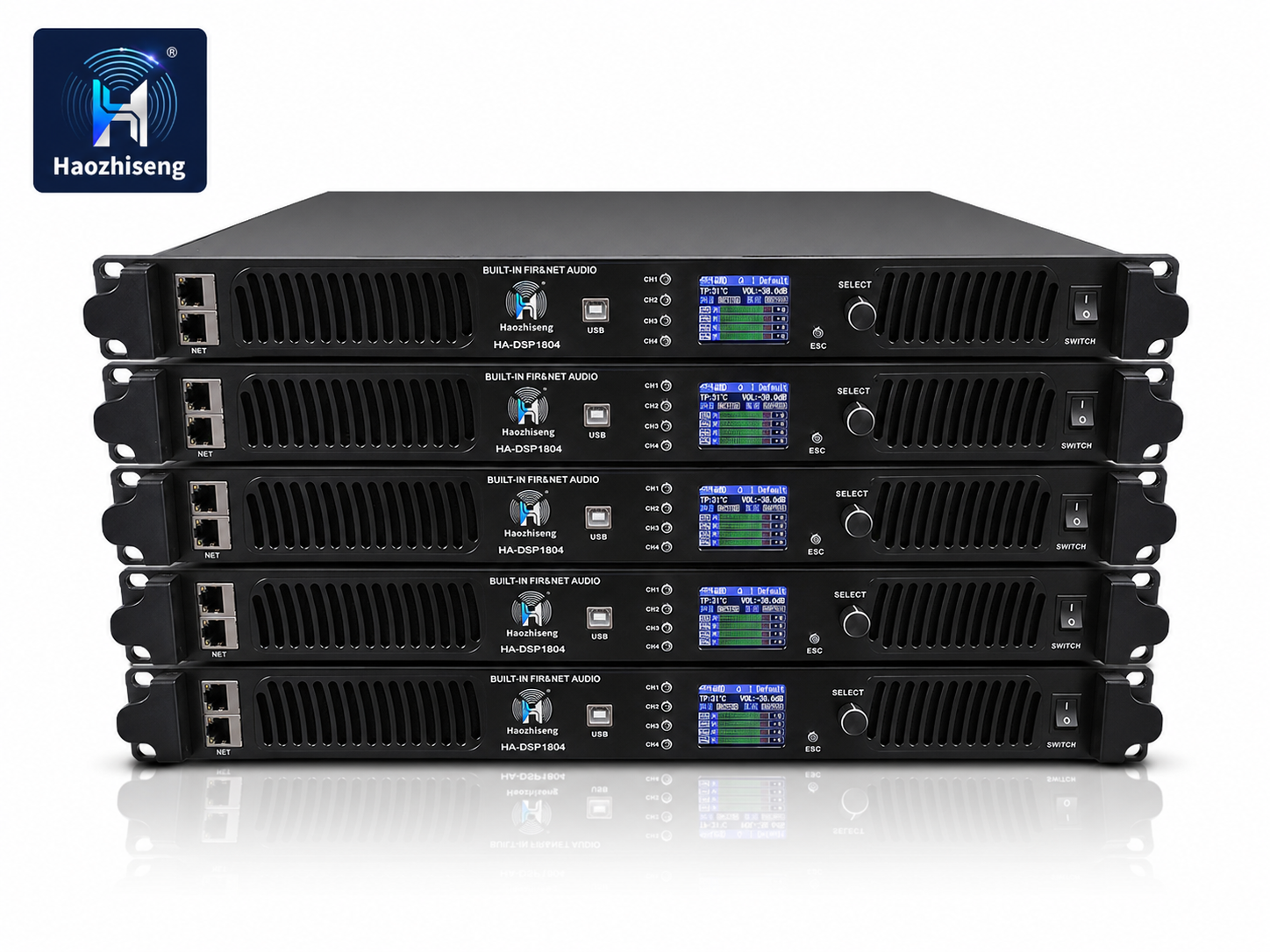 HA-DSP1804 18000W 4-Channel 1U Class D Power Amplifier with FIR DSP and Network Audio