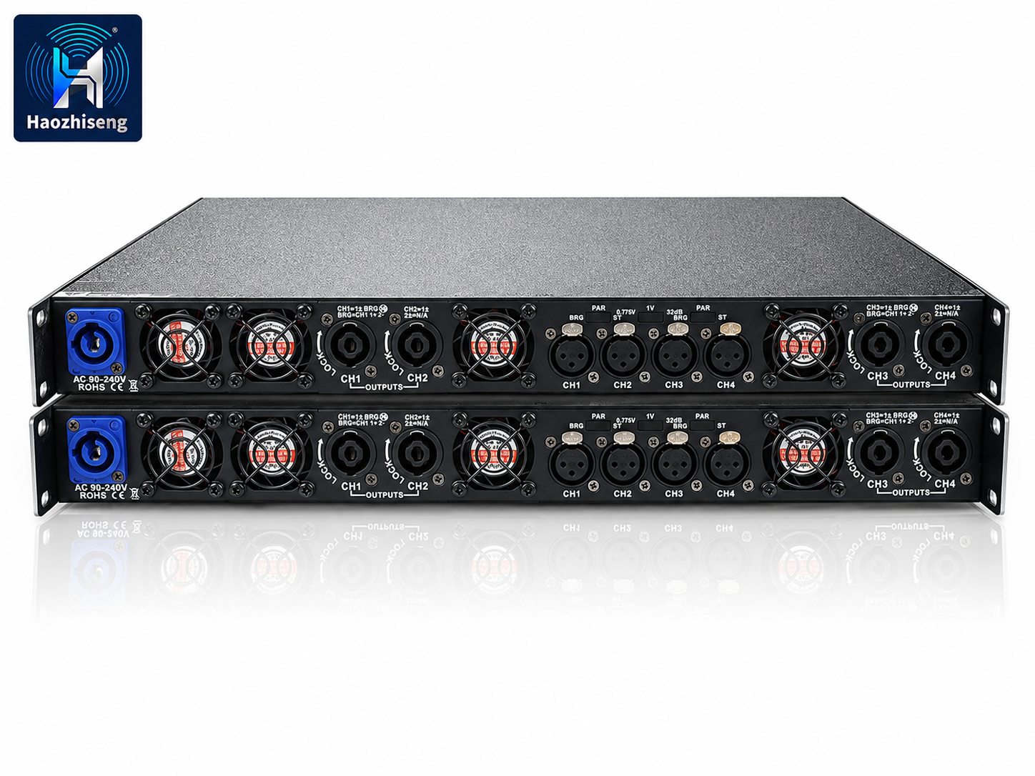 HA1804 18000W 4-Channel 1U Class D Stereo Power Amplifier with PFC