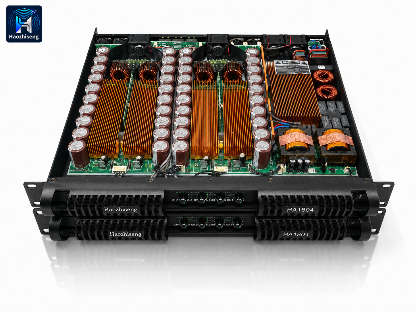 HA1804 18000W 4-Channel 1U Class D Stereo Power Amplifier with PFC