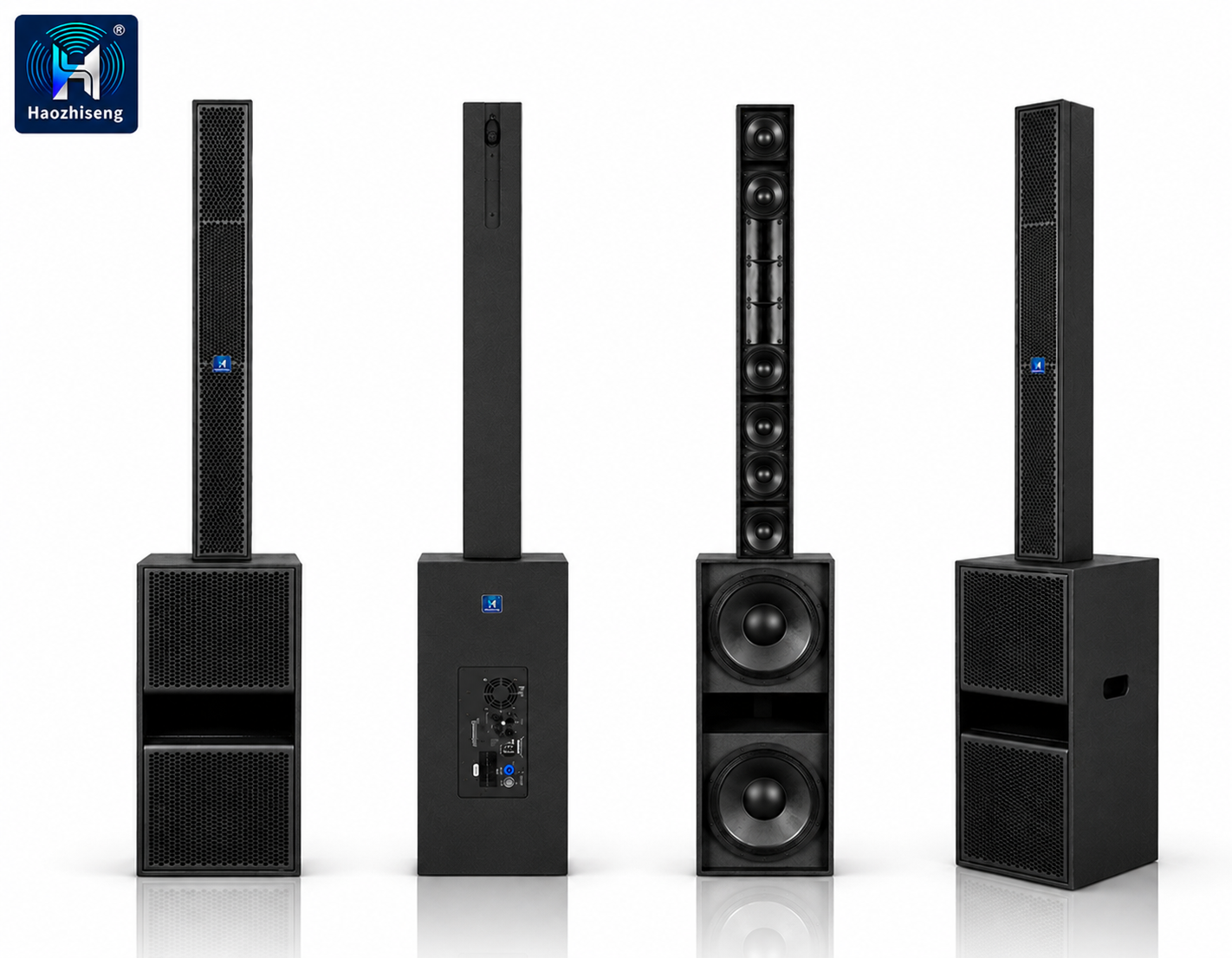 CY65 & CY12SUB 2-Way 6×5-Inch Active Compact Column Speaker Sound System with Powered Subwoofer