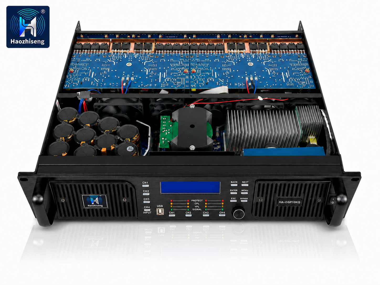 HADSP10KQ 10000W 4-Channel Class-D DSP Professional Power Amplifier with Ethernet Control