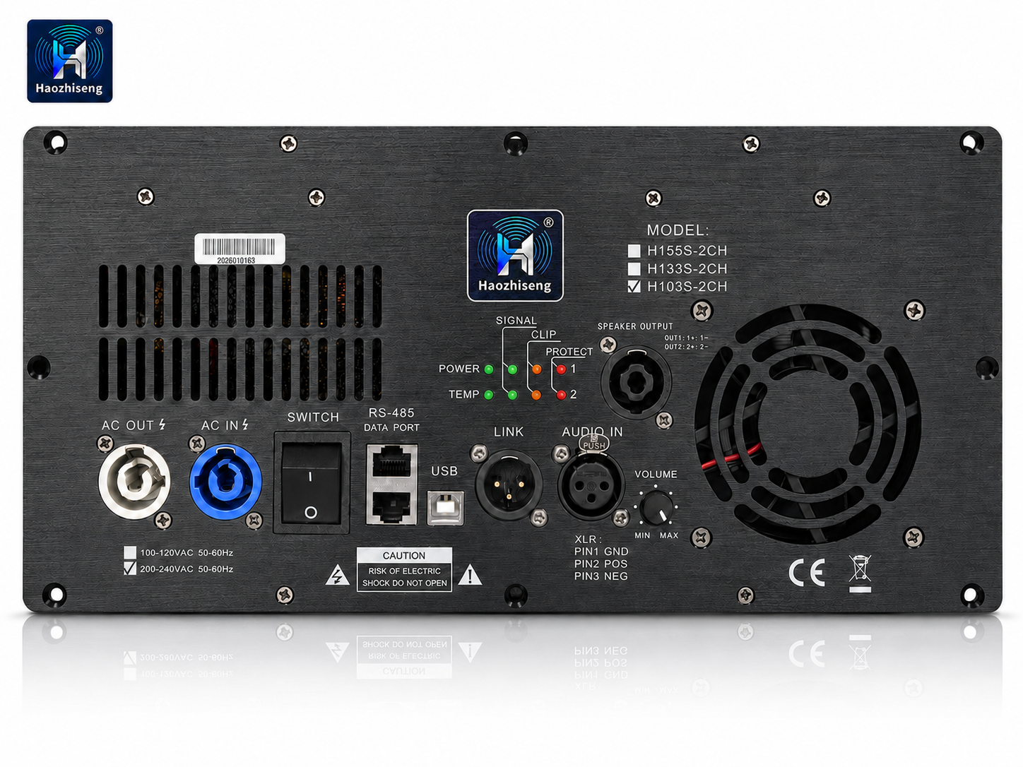H103S-2CH 1600W + 550W 2-Channel Class D DSP Plate Amplifier Module for Active Speakers