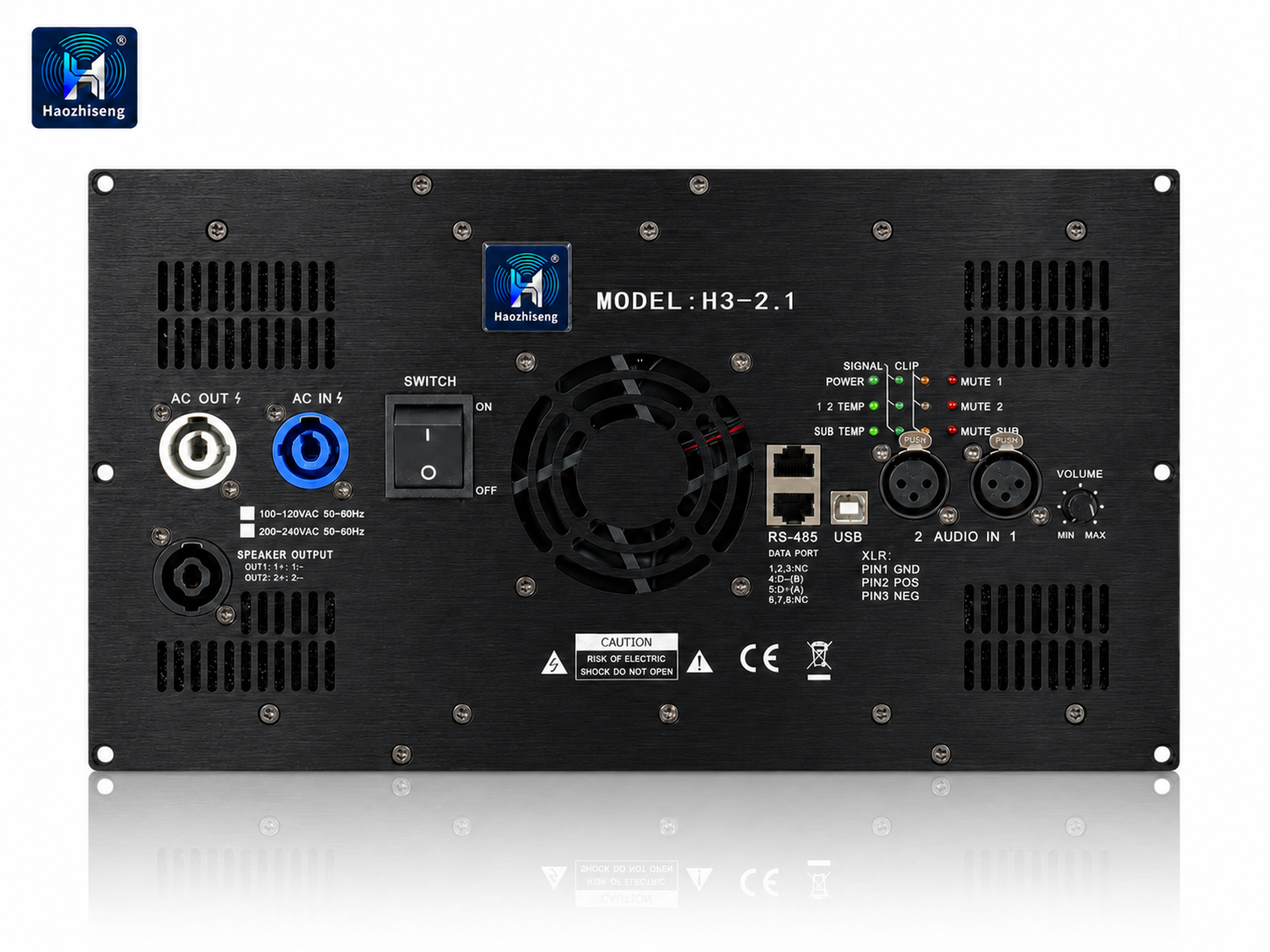 H3-2.1 2.1-Channel Class D DSP Plate Amplifier for Home Theater and Active Speaker Systems