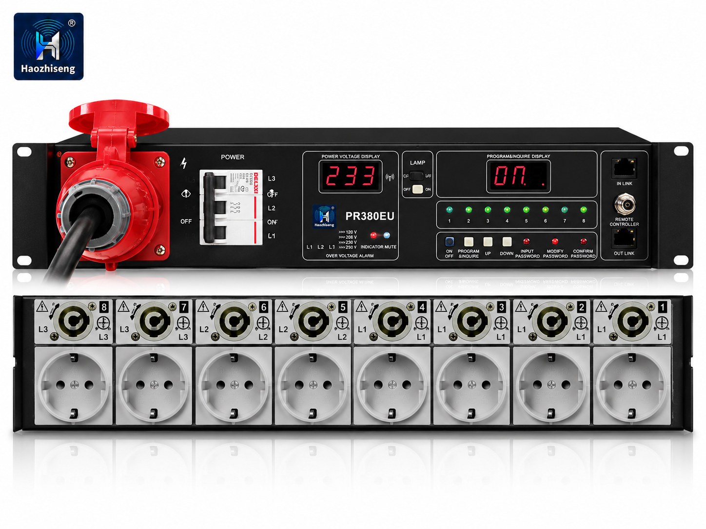 PR380 8-Channel 20kW Three-Phase Power Sequencer Controller for Professional Audio Systems