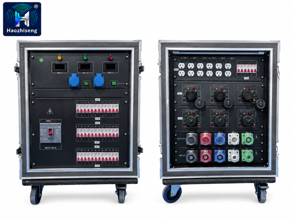 400A Three-Phase Five-Wire Power Distribution Cabinet with Edison and Socapex Outputs