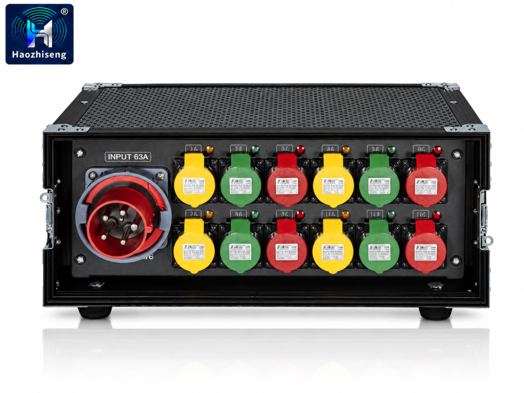 63A Three-Phase Power Distribution Box with 12 × 16A Waterproof Outputs