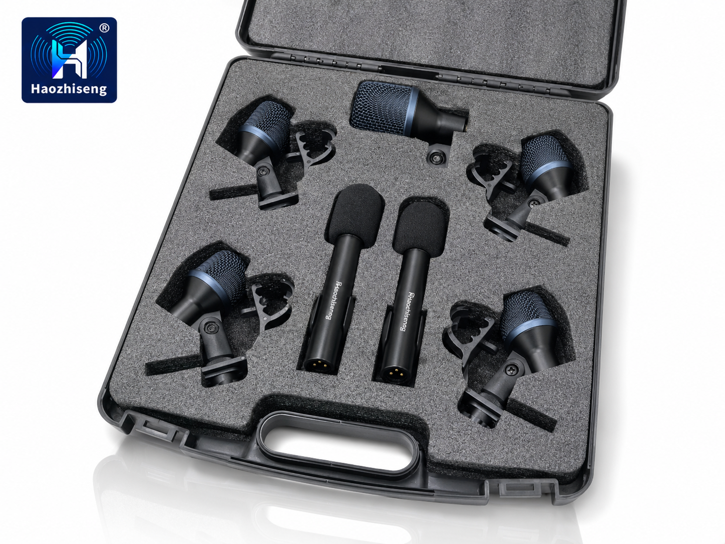 7-Piece Professional Drum Microphone Kit with Kick, Tom/Snare and Overhead Mics