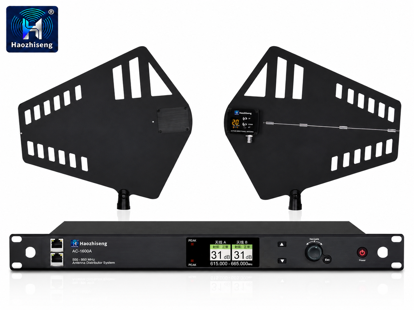 AC-1600A 16-Channel UHF Antenna Distribution and Amplifier System with Network Ports