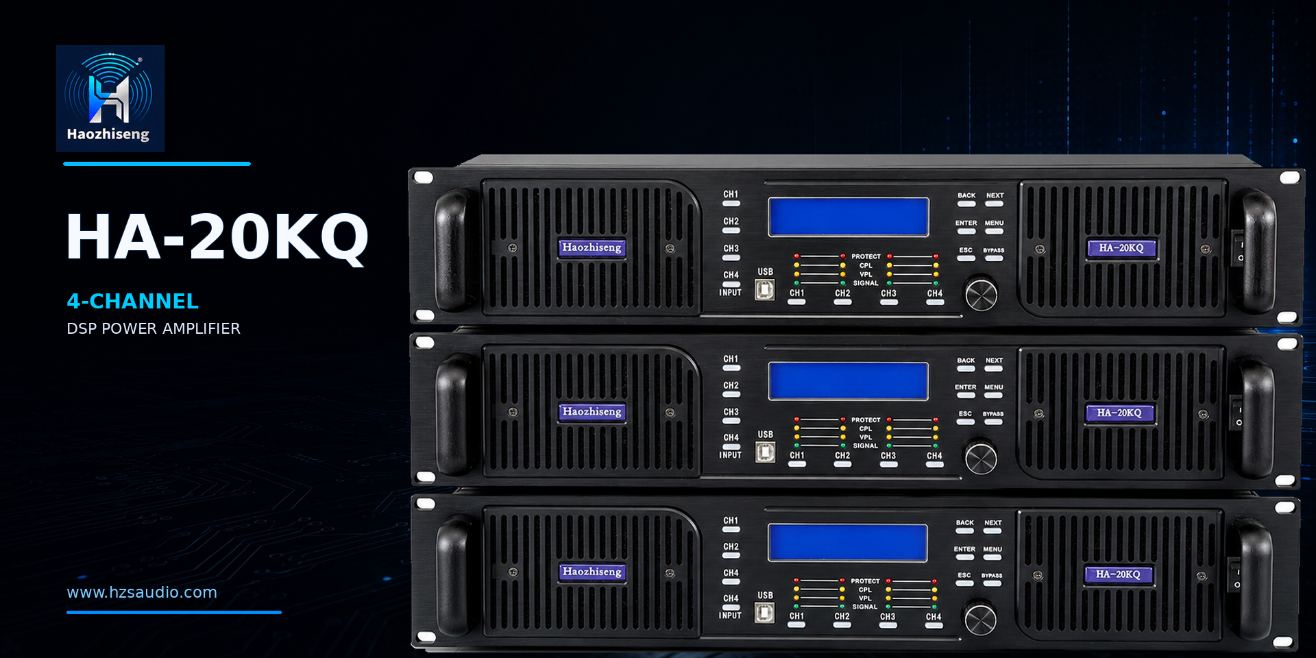 HA20KQ 20000W 4-Channel Class D DSP Subwoofer Power Amplifier