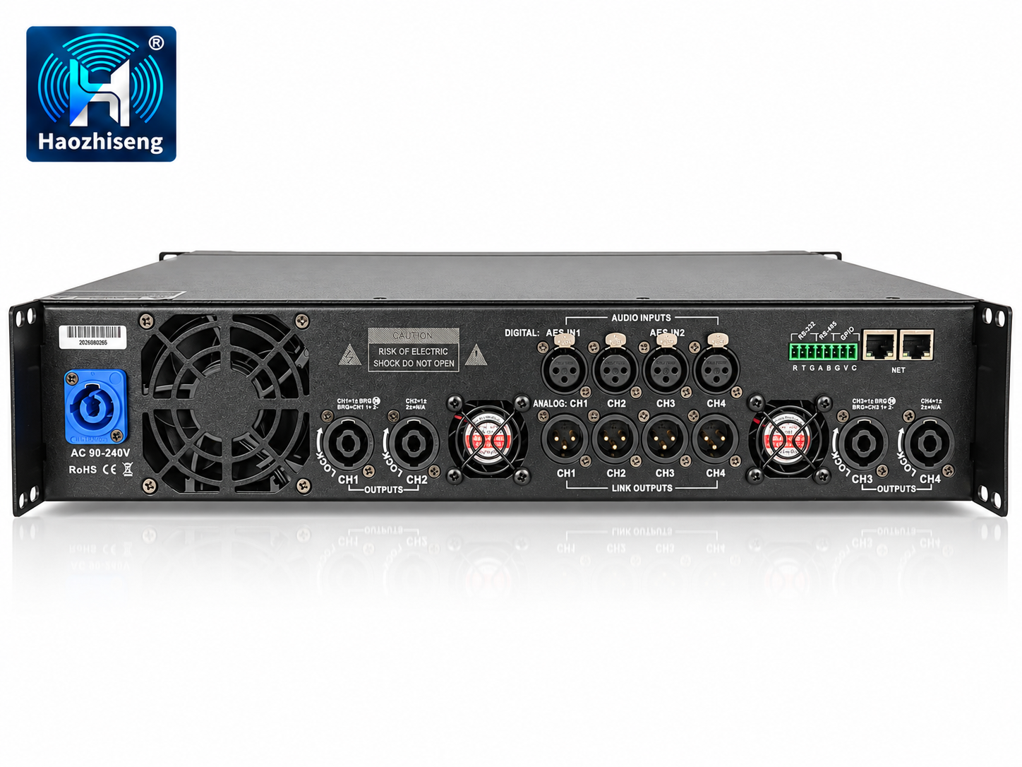 DF18K4 18000W 4-Channel Class D DSP Power Amplifier with Dante, FIR and Touchscreen