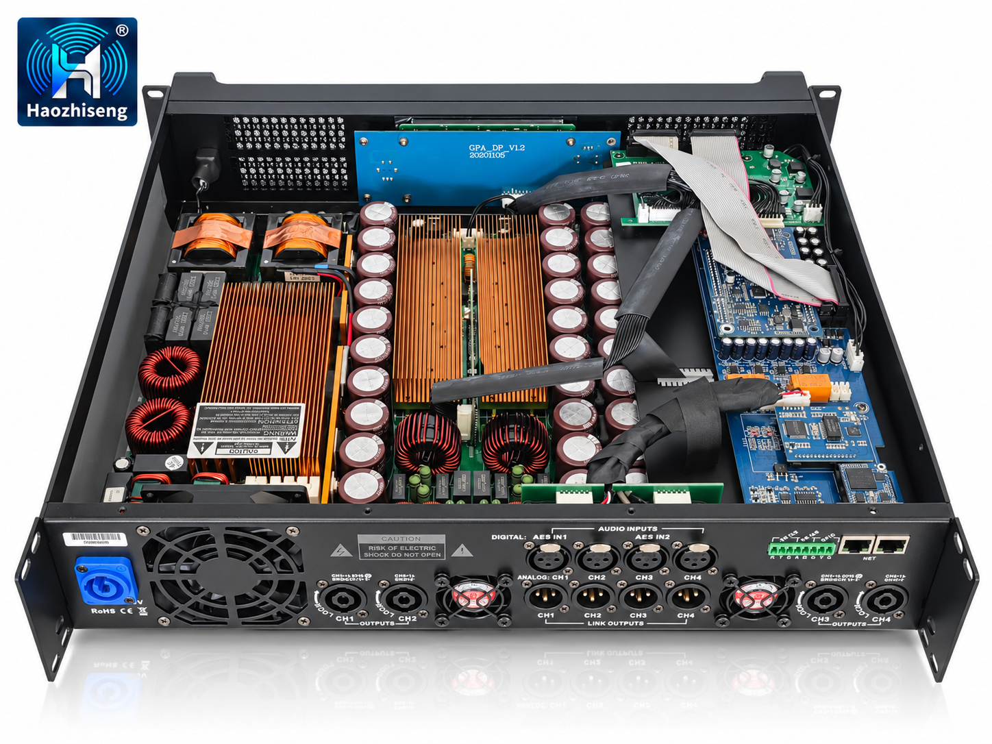 DF18K4 18000W 4-Channel Class D DSP Power Amplifier with Dante, FIR and Touchscreen