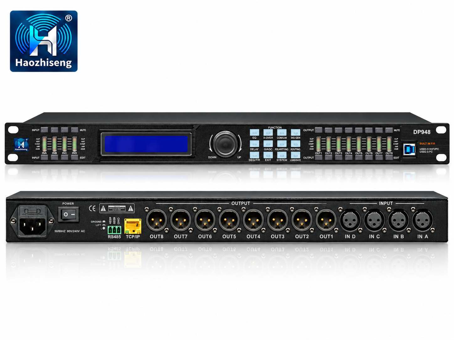 DP948 4-Input 8-Output Professional DSP Loudspeaker Management Processor with FIR and Network Control