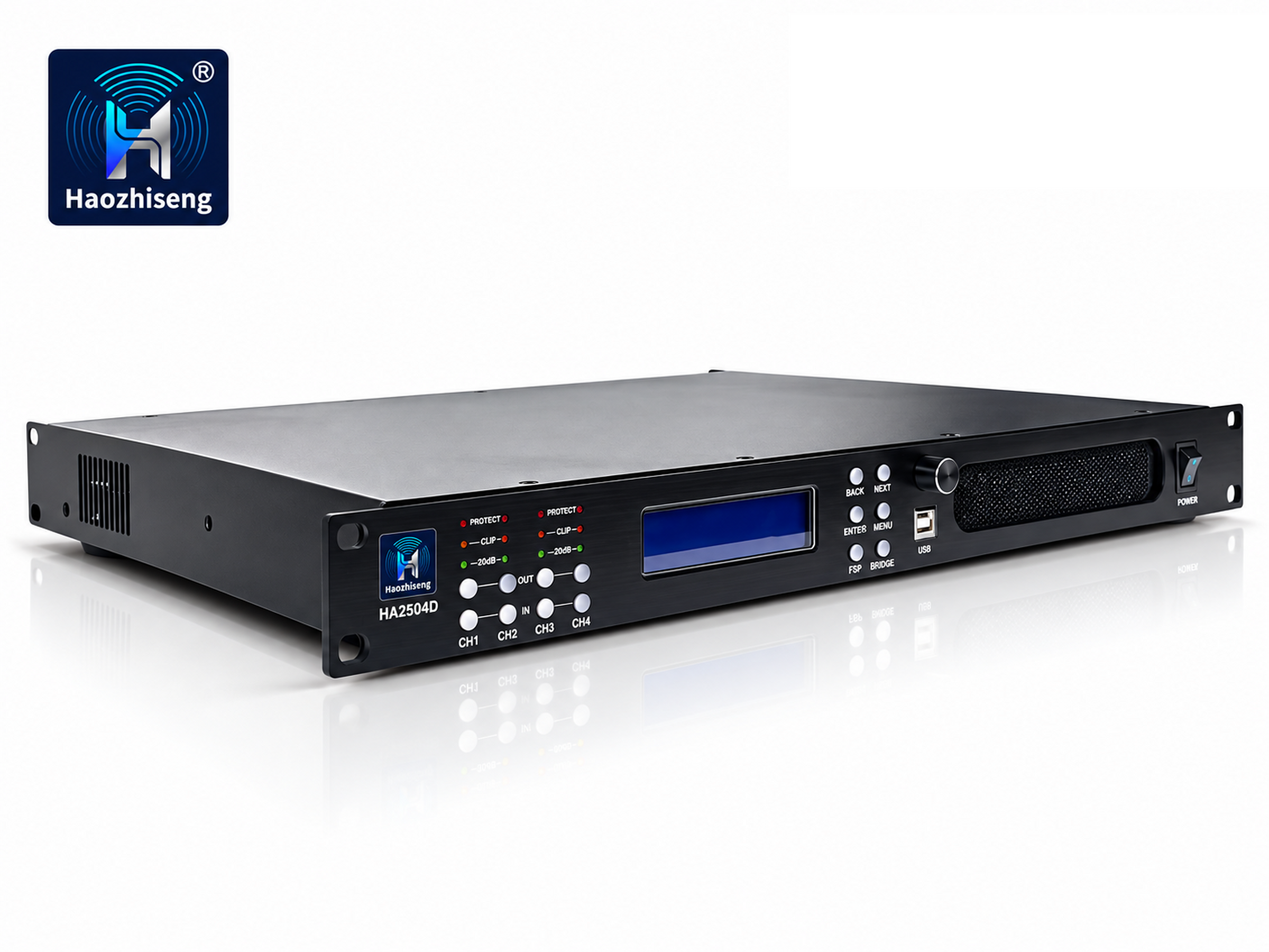 HA2504D 1800W 1U 4-Channel Class D DSP Power Amplifier for Home Theater and Professional AV Systems