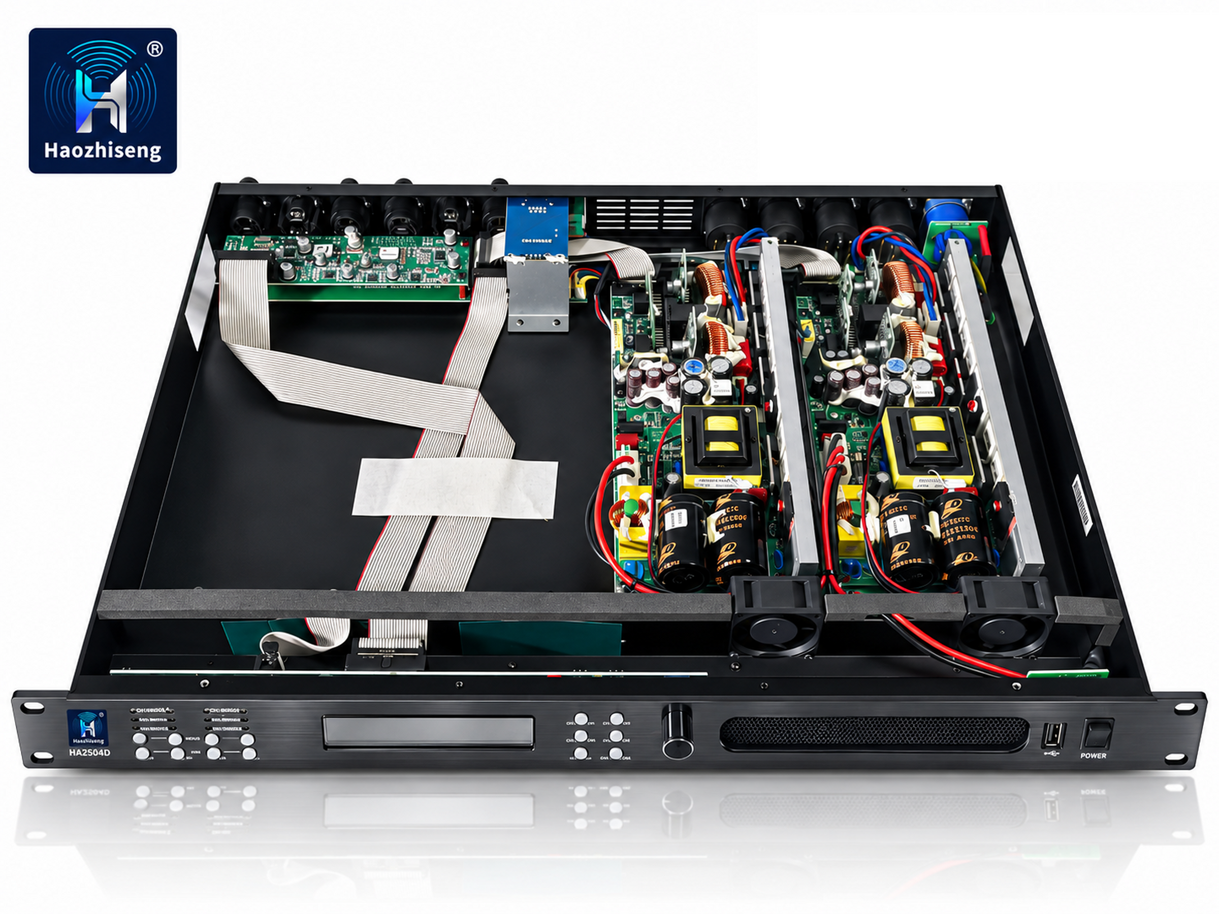 HA2504D 1800W 1U 4-Channel Class D DSP Power Amplifier for Home Theater and Professional AV Systems