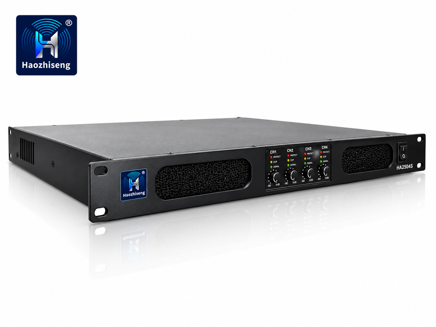 HA2504S Compact 1U 4-Channel Class D Power Amplifier for Karaoke and Home Theater