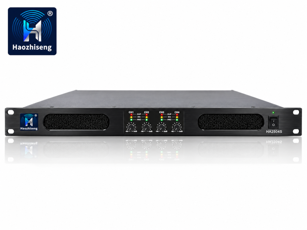 HA2504S Compact 1U 4-Channel Class D Power Amplifier for Karaoke and Home Theater