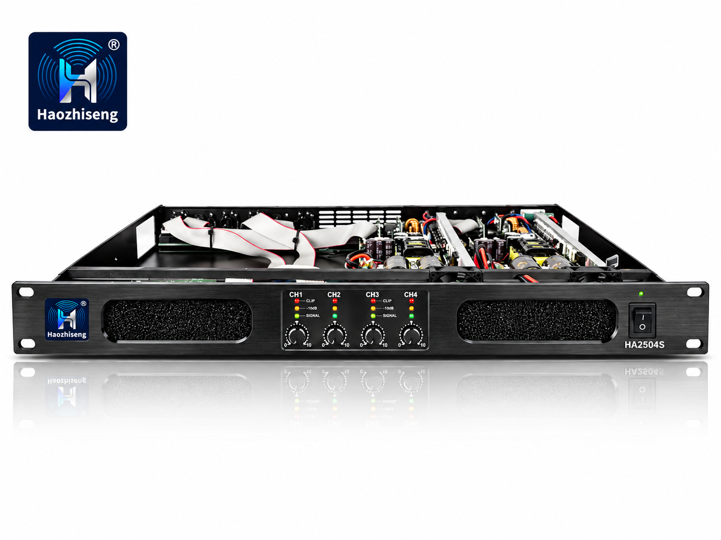 HA2504S Compact 1U 4-Channel Class D Power Amplifier for Karaoke and Home Theater