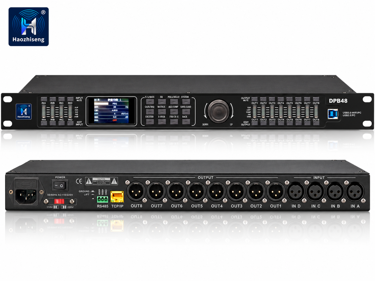 DPB48 4-Input 8-Output Digital Audio Processor with FIR and Ethernet Control