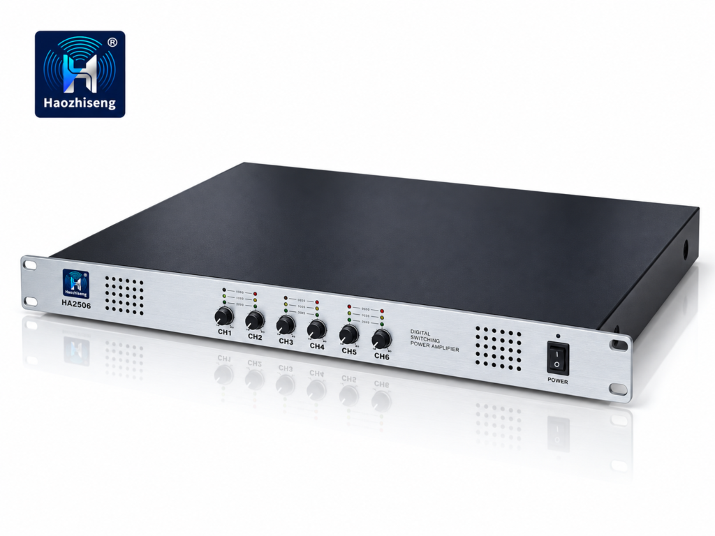 HA2506 6-Channel Class-D Power Amplifier — 6 × 450W at 4Ω, Compact 1U Design